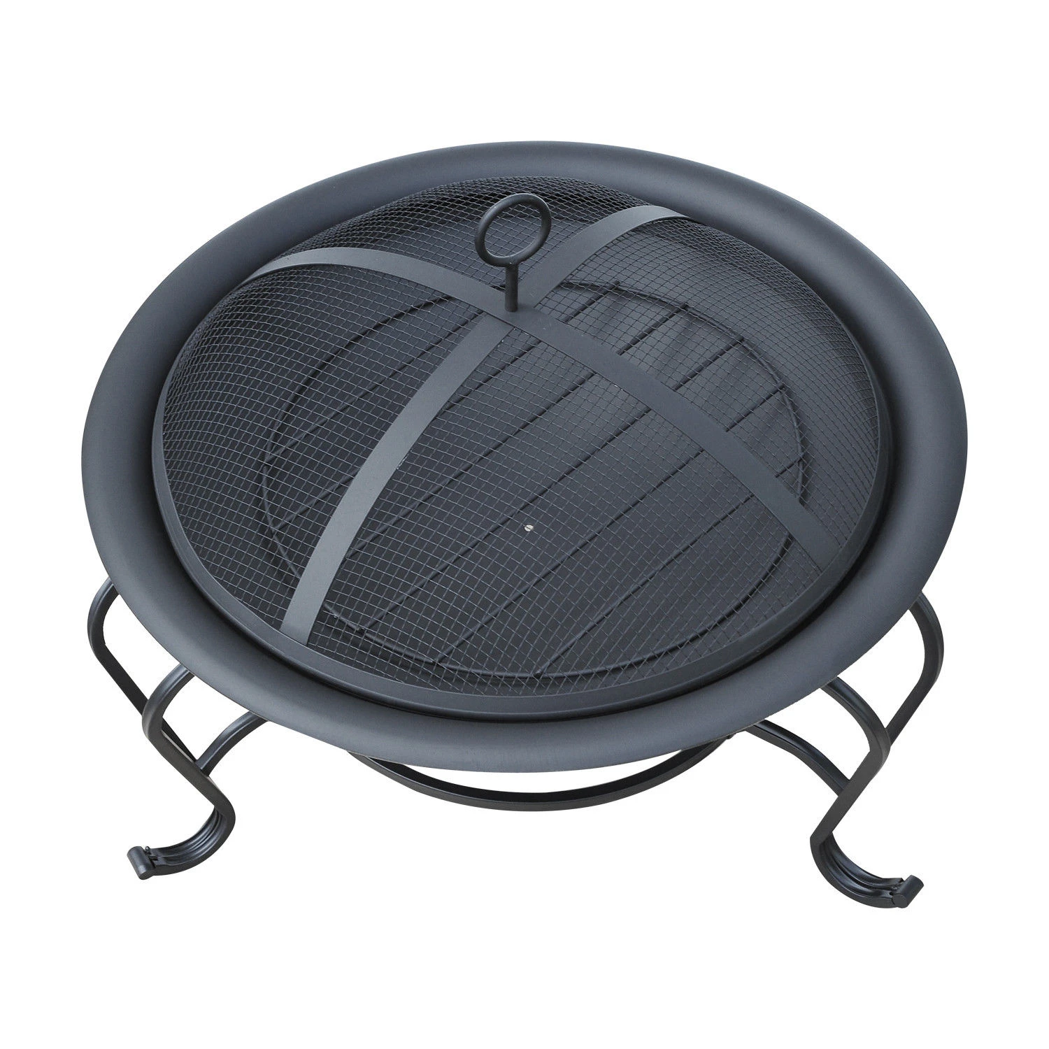 Outsunny Feuerkorb Für Holz Und Holzkohle Schwarz 56 X 45 Cm (ØxH) | Feuerschale Mit Funkenschutz Feuerstelle Schale – Bild 6
