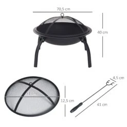 Outsunny Feuerschale Mit Funkenschutz Schwarz 70,5 X 70,5 X 40 Cm (LxBxH) | Terassenofen Feuerkorb Feuerstelle Holzkohlegrill 10 Outsunny Feuerschale Mit Funkenschutz Schwarz 70,5 X 70,5 X 40 Cm (LxBxH) | Terassenofen Feuerkorb Feuerstelle Holzkohlegrill -Al-ko-Shop 8600336600 842 077 prod 005