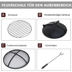 Outsunny Feuerschale Mit Funkenschutz Schwarz 70,5 X 70,5 X 40 Cm (LxBxH) | Terassenofen Feuerkorb Feuerstelle Holzkohlegrill 11 Outsunny Feuerschale Mit Funkenschutz Schwarz 70,5 X 70,5 X 40 Cm (LxBxH) | Terassenofen Feuerkorb Feuerstelle Holzkohlegrill -Al-ko-Shop 8600336600 842 077 prod 006