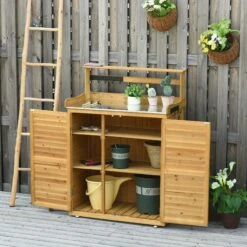 Outsunny Gärtnertisch Mit Stauraum Und Arbeitsfläche Braun 87 X 45 X 120 (LxBxH) | Pflanztisch Mit Stauraum Blumentisch Geräteschrank 9 Outsunny Gärtnertisch Mit Stauraum Und Arbeitsfläche Braun 87 X 45 X 120 (LxBxH) | Pflanztisch Mit Stauraum Blumentisch Geräteschrank -Al-ko-Shop 8600336600 845 358 prod 004