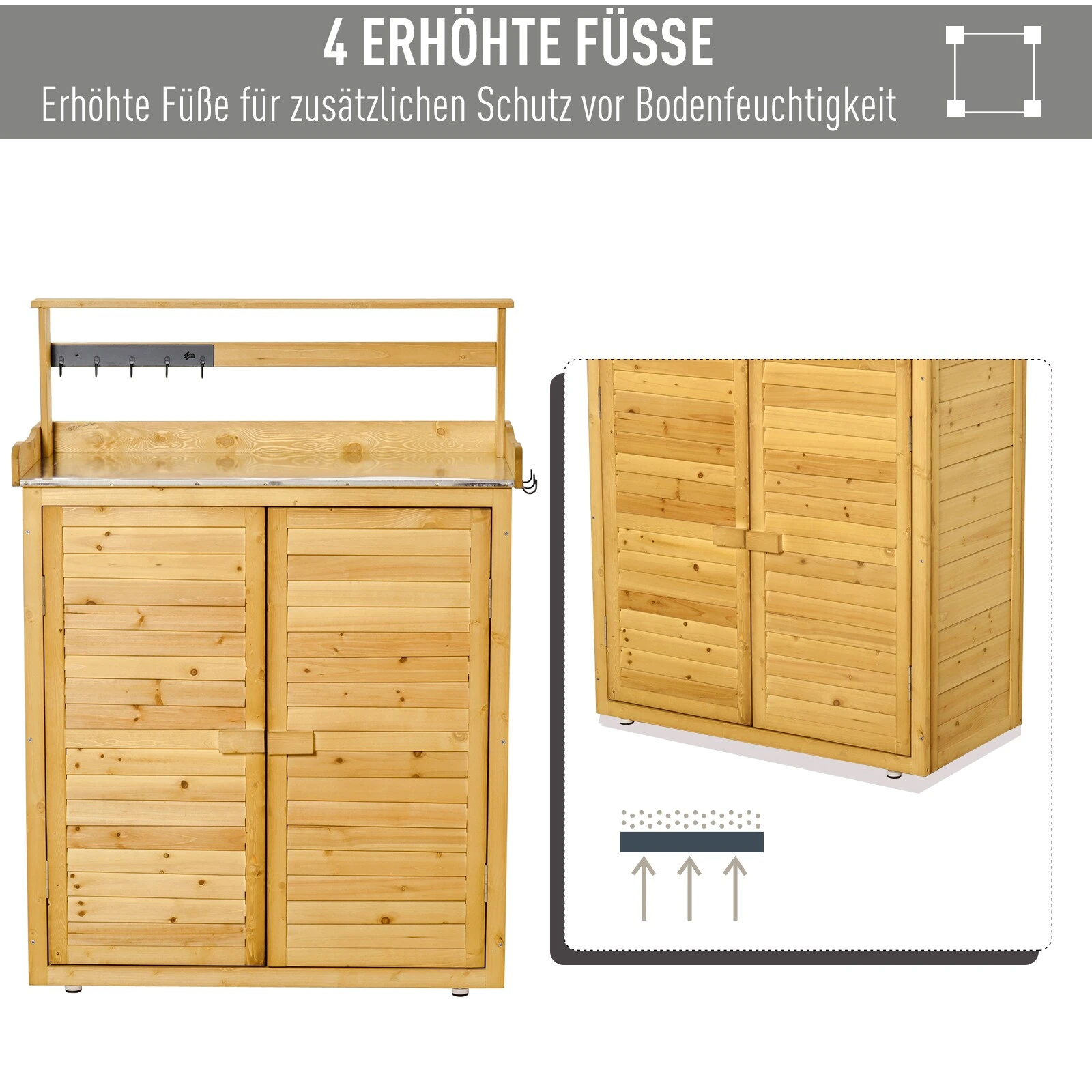 Outsunny Gärtnertisch Mit Stauraum Und Arbeitsfläche Braun 87 X 45 X 120 (LxBxH) | Pflanztisch Mit Stauraum Blumentisch Geräteschrank 5 Outsunny Gärtnertisch Mit Stauraum Und Arbeitsfläche Braun 87 X 45 X 120 (LxBxH) | Pflanztisch Mit Stauraum Blumentisch Geräteschrank – Bild 5