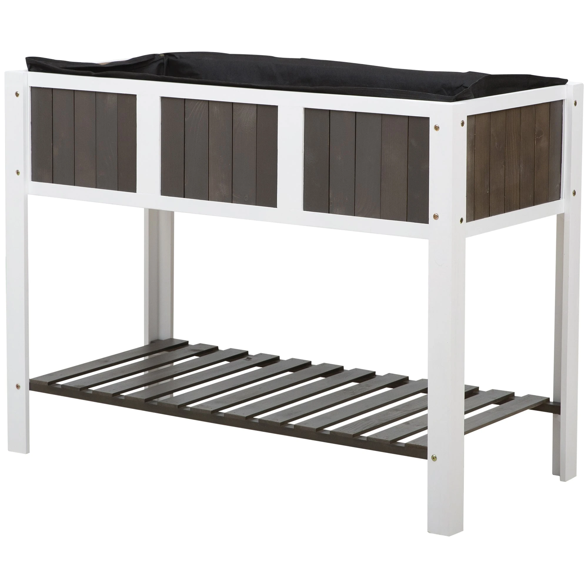 Outsunny Hochbeet Weiß, Grau 119 X 57 X 89 Cm (BxTxH) | Gewächshaus Gartenbeet Hochbeet Frühbeet