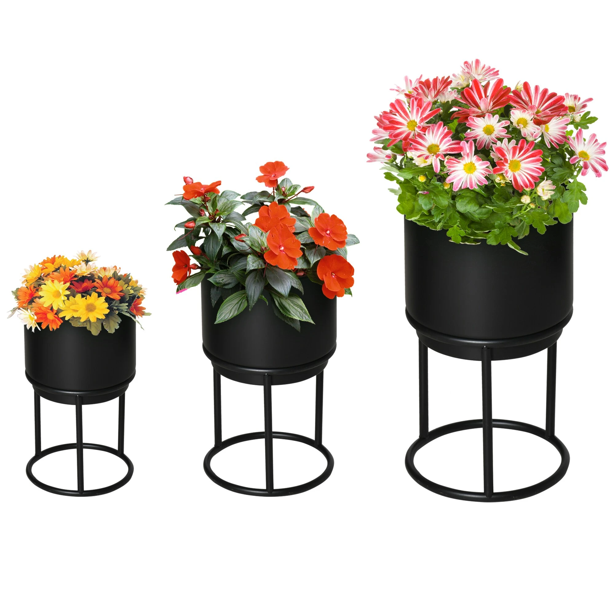 Outsunny Blumenständer Set Mit Abflusslöcher Schwarz Ø22 X 41H Cm | Blumenständer Blumentopf Pflanzenständer Blumenhocker 1 Outsunny Blumenständer Set Mit Abflusslöcher Schwarz Ø22 X 41H Cm | Blumenständer Blumentopf Pflanzenständer Blumenhocker