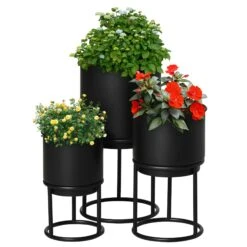 Outsunny Blumenständer Set Mit Abflusslöcher Schwarz Ø22 X 41H Cm | Blumenständer Blumentopf Pflanzenständer Blumenhocker 7 Outsunny Blumenständer Set Mit Abflusslöcher Schwarz Ø22 X 41H Cm | Blumenständer Blumentopf Pflanzenständer Blumenhocker -Al-ko-Shop 8600336600 845 568BK prod 002