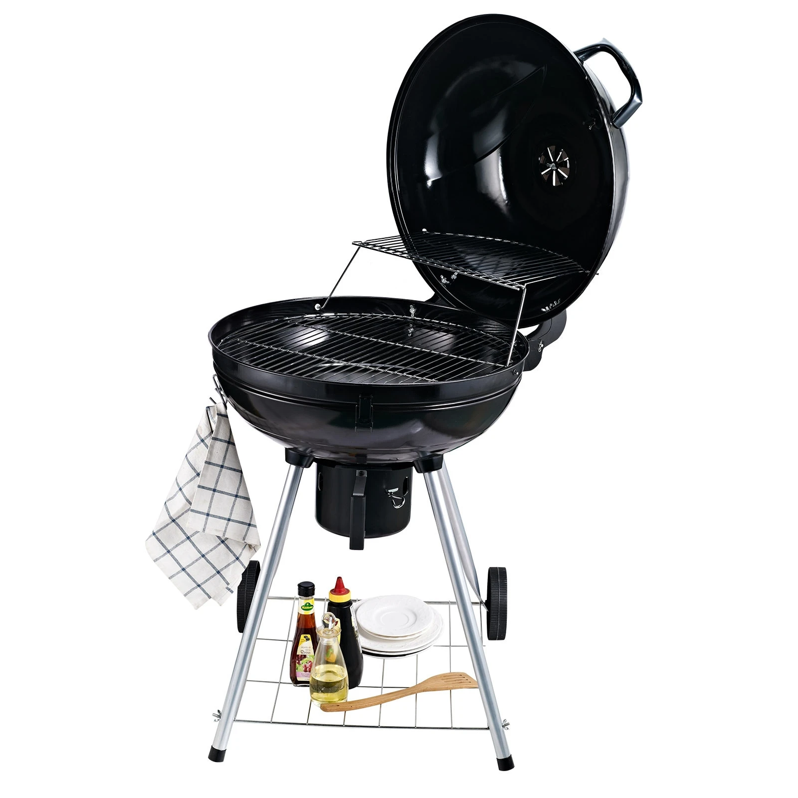 Outsunny Grillwagen Mit Aschenträger Schwarz, Silber 57 X 63 X 94 Cm (LxBxH) | Kohlegrill BBQ Standgrill Holzkohlegrill Gartengrill 6 Outsunny Grillwagen Mit Aschenträger Schwarz, Silber 57 X 63 X 94 Cm (LxBxH) | Kohlegrill BBQ Standgrill Holzkohlegrill Gartengrill – Bild 6