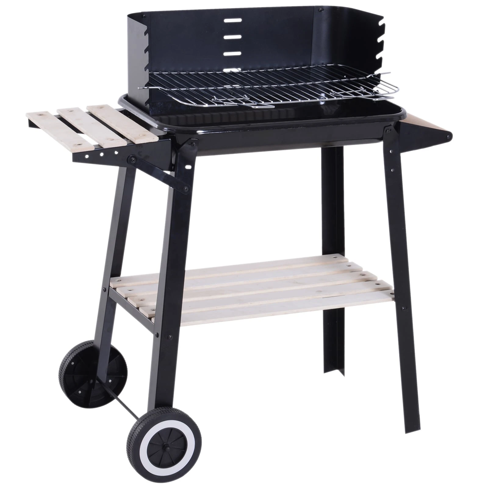 Outsunny Grillwagen Mit Windschutz Schwarz 87 X 45 X 83 Cm (LxBxH) | Kohlegrill BBQ Standgrill Holzkohlegrill Gartengrill 1 Outsunny Grillwagen Mit Windschutz Schwarz 87 X 45 X 83 Cm (LxBxH) | Kohlegrill BBQ Standgrill Holzkohlegrill Gartengrill