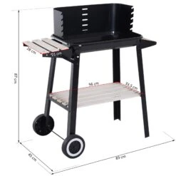 Outsunny Grillwagen Mit Windschutz Schwarz 87 X 45 X 83 Cm (LxBxH) | Kohlegrill BBQ Standgrill Holzkohlegrill Gartengrill 10 Outsunny Grillwagen Mit Windschutz Schwarz 87 X 45 X 83 Cm (LxBxH) | Kohlegrill BBQ Standgrill Holzkohlegrill Gartengrill -Al-ko-Shop 8600336600 846 032 prod 005