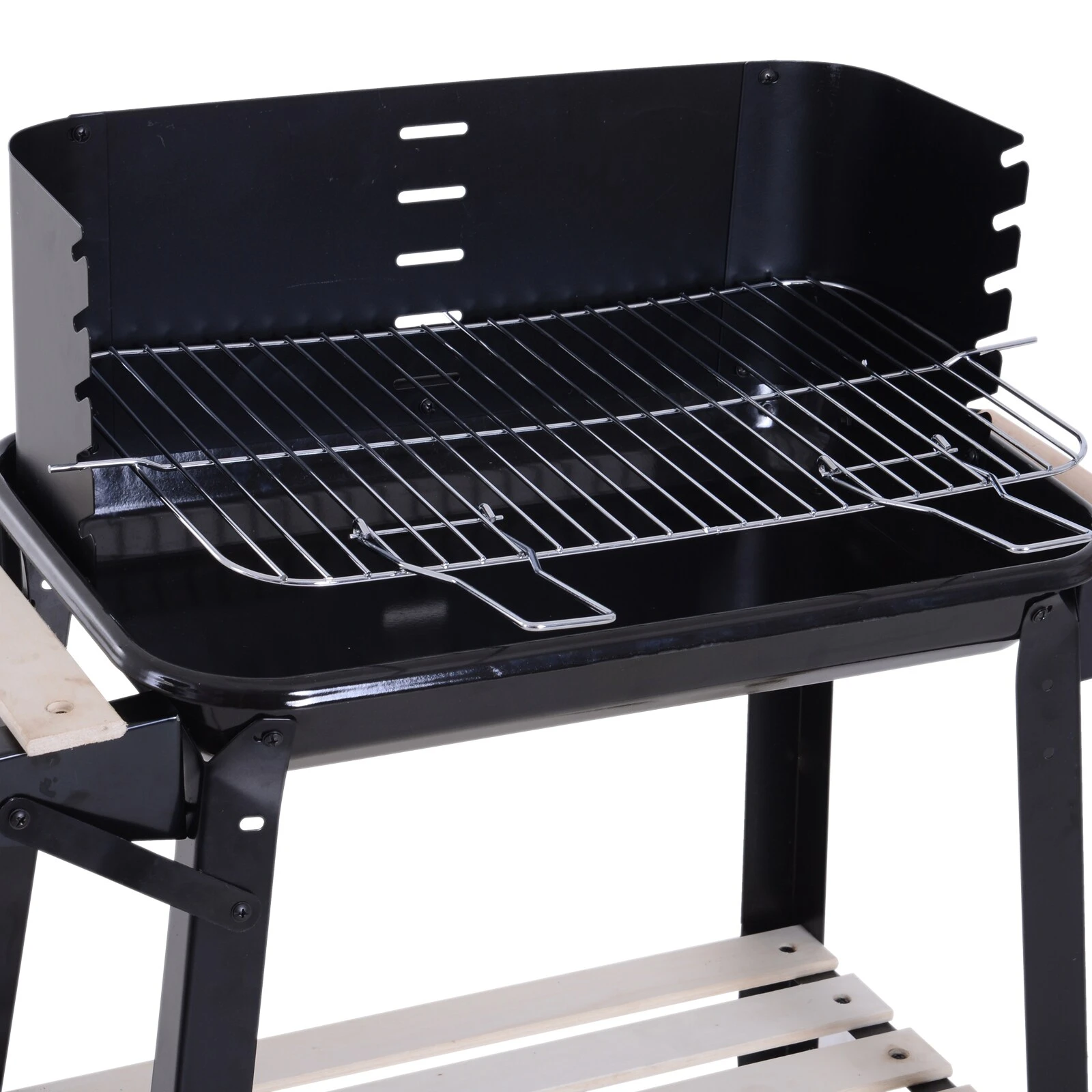 Outsunny Grillwagen Mit Windschutz Schwarz 87 X 45 X 83 Cm (LxBxH) | Kohlegrill BBQ Standgrill Holzkohlegrill Gartengrill 6 Outsunny Grillwagen Mit Windschutz Schwarz 87 X 45 X 83 Cm (LxBxH) | Kohlegrill BBQ Standgrill Holzkohlegrill Gartengrill – Bild 6