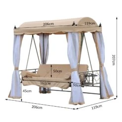 Outsunny Hollywoodschaukel Mit Liegefunktion Beige, Weiß 206 X 119 X 207 Cm (LxBxH) | Gartenschaukel Schaukelbank Mit Sonnendach 3-Sitzer 10 Outsunny Hollywoodschaukel Mit Liegefunktion Beige, Weiß 206 X 119 X 207 Cm (LxBxH) | Gartenschaukel Schaukelbank Mit Sonnendach 3-Sitzer -Al-ko-Shop 8600336600 84A 023 prod 005