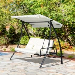 Outsunny Hollywoodschaukel Mit Liegefunktion 200 X 125 X 170 Cm (LxBxH) | Gartenschaukel Schaukelbank Liegefunktion 3er Sitz -Al-ko-Shop 8600336600 84A 032 prod 004