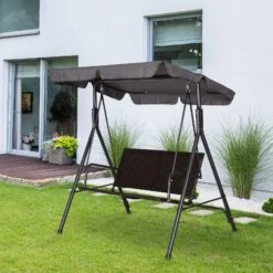 Outsunny Hollywoodschaukel In Rattan-Optik Schwarz/grau 140 X 110 X 151 Cm (BxTxH) | Gartenschaukel Schaukelbank Mit Dach Gartenmöbel -Al-ko-Shop 8600336600 84A 138 prod 003