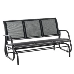 Outsunny Schaukelbank 3-Sitzer Schwarz 151 X 75 X 85 Cm (LxBxH) | Gartenbank Sitzbank Gartenmöbel Parkbank Bank