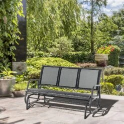 Outsunny Schaukelbank 3-Sitzer Schwarz 151 X 75 X 85 Cm (LxBxH) | Gartenbank Sitzbank Gartenmöbel Parkbank Bank -Al-ko-Shop 8600336600 84B 531 prod 003
