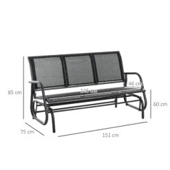 Outsunny Schaukelbank 3-Sitzer Schwarz 151 X 75 X 85 Cm (LxBxH) | Gartenbank Sitzbank Gartenmöbel Parkbank Bank -Al-ko-Shop 8600336600 84B 531 prod 005