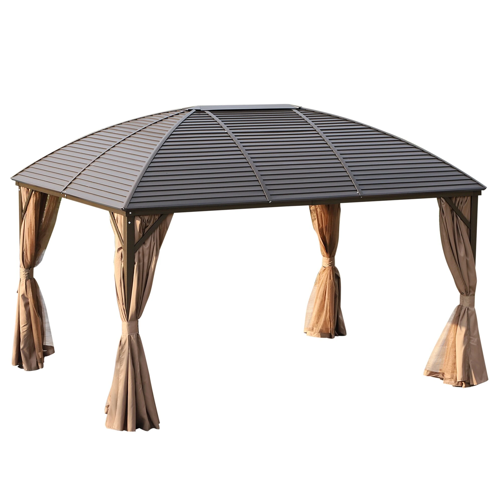 Outsunny Gartenpavillon Mit 2 Laternenhaken Bronze, Braun 398 X 298 X 280 Cm (LxBxH) | Partyzelt Festzelt Mit 4 Doppel-Seitenteilen 1 Outsunny Gartenpavillon Mit 2 Laternenhaken Bronze, Braun 398 X 298 X 280 Cm (LxBxH) | Partyzelt Festzelt Mit 4 Doppel-Seitenteilen