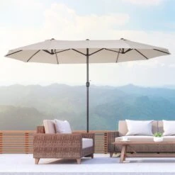 Outsunny Marktschirm Mit Handkurbel 460 X 270 X 240 Cm (LxBxH) | Doppelsonnenschirm Gartenschirm Terrassenschirm -Al-ko-Shop 8600336600 84D 030V01CW prod 003