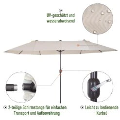 Outsunny Marktschirm Mit Handkurbel 460 X 270 X 240 Cm (LxBxH) | Doppelsonnenschirm Gartenschirm Terrassenschirm -Al-ko-Shop 8600336600 84D 030V01CW prod 006