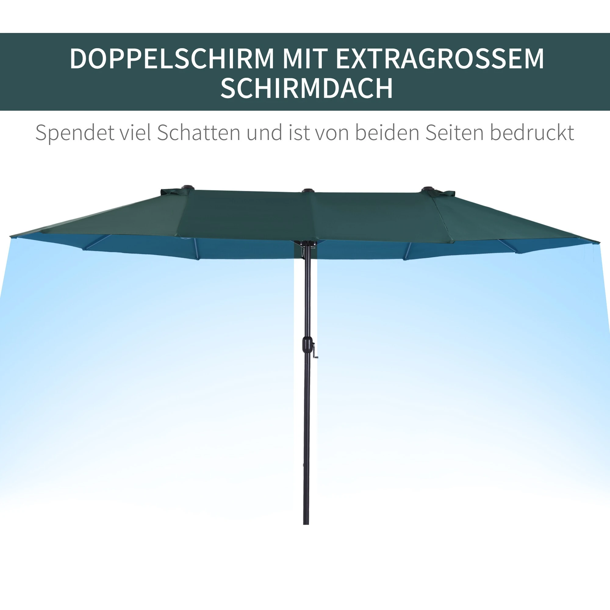 Outsunny Sonnenschirm Mit Handkurbel L460 X B270 X H240 Cm | Gartenschirm Marktschirm Mit Handkurbel Doppel Sonnenschirm – Bild 5
