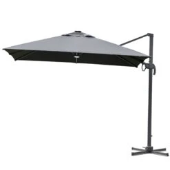 Outsunny Sonnenschirm Mit Solar_LEDs Dunkelgrau 300 X 300 X 266 Cm (LxBxH) | KurbelschirmGartenschirm Marktschirm Balkonschirm Mit LED -Al-ko-Shop 8600336600 84D 111CG prod 002