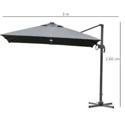 Outsunny Sonnenschirm Mit Solar_LEDs Dunkelgrau 300 X 300 X 266 Cm (LxBxH) | KurbelschirmGartenschirm Marktschirm Balkonschirm Mit LED -Al-ko-Shop 8600336600 84D 111CG prod 005