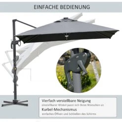 Outsunny Sonnenschirm Mit Solar_LEDs Dunkelgrau 300 X 300 X 266 Cm (LxBxH) | KurbelschirmGartenschirm Marktschirm Balkonschirm Mit LED -Al-ko-Shop 8600336600 84D 111CG prod 006