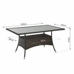 Outsunny Gartentisch Mit Zusätzlichem Stauraum Kaffeebraun 150 X 85 X 74 Cm (LxBxH) | Balkontisch Esstisch Glastisch Gartenmöbel -Al-ko-Shop 8600336600 861 009BN prod 005