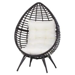 Outsunny Gartensessel In Tropfen Design 101L X 89B X 156H Cm | Strandkorb Gartenliege Gartensessel Sessel Gartenstuhl Sitz