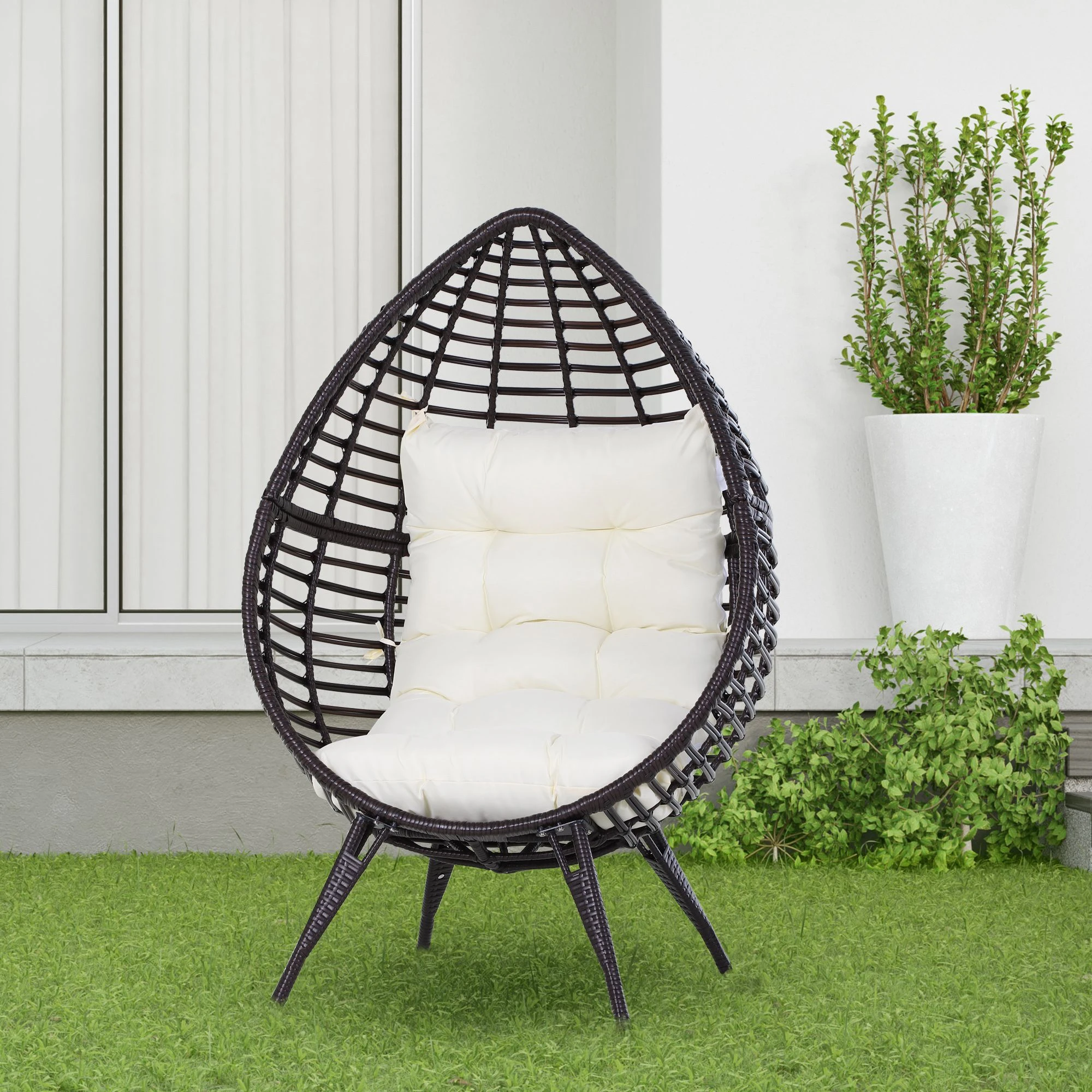 Outsunny Gartensessel In Tropfen Design 101L X 89B X 156H Cm | Strandkorb Gartenliege Gartensessel Sessel Gartenstuhl Sitz 3 Outsunny Gartensessel In Tropfen Design 101L X 89B X 156H Cm | Strandkorb Gartenliege Gartensessel Sessel Gartenstuhl Sitz – Bild 3