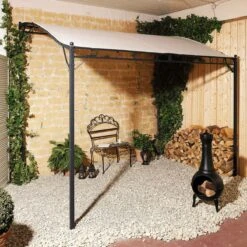 Pavillon Wave Terrassenüberdachung Eisen-Gestell Polyester-Dach Wave Beige