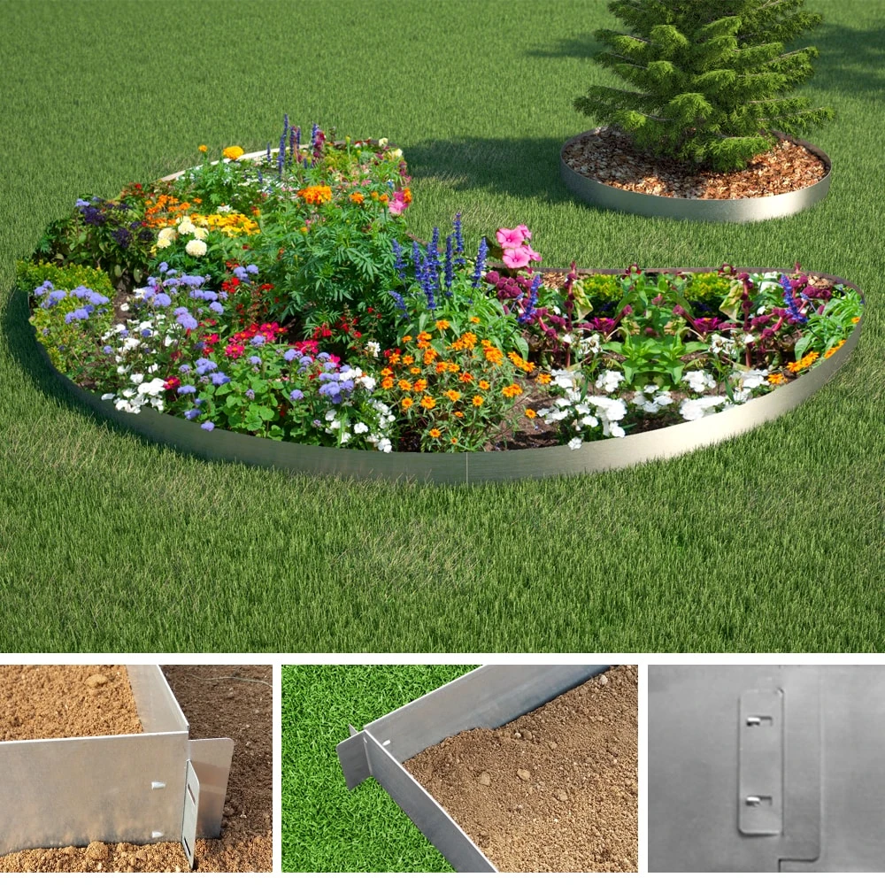 Rasenkante 40m 100x14cm Verzinkt Beeteinfassung Beetumrandung Mähkante Metall Palisade 4 Rasenkante 40m 100x14cm Verzinkt Beeteinfassung Beetumrandung Mähkante Metall Palisade – Bild 4