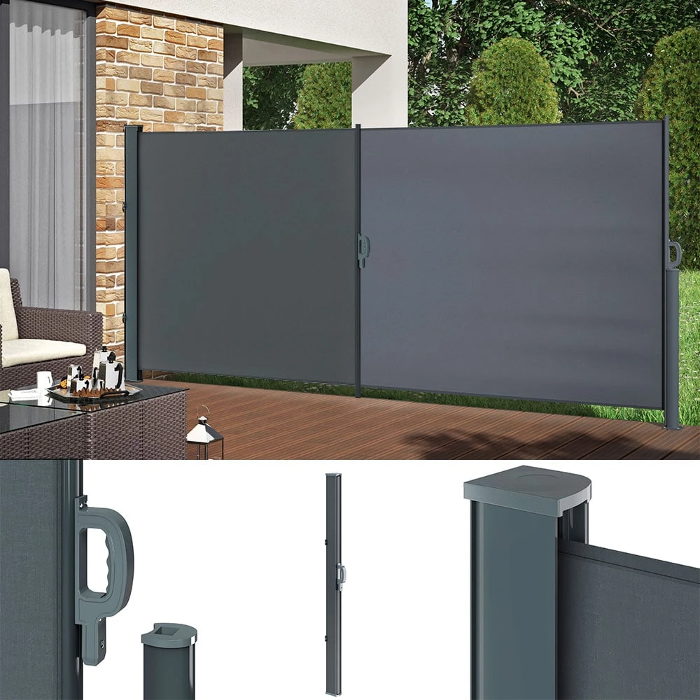 ALU Seitenmarkise Sichtschutz 160x350cm Sonnenschutz Seitenrollo Markise 280g/m² 2 ALU Seitenmarkise Sichtschutz 160x350cm Sonnenschutz Seitenrollo Markise 280g/m² – Bild 2