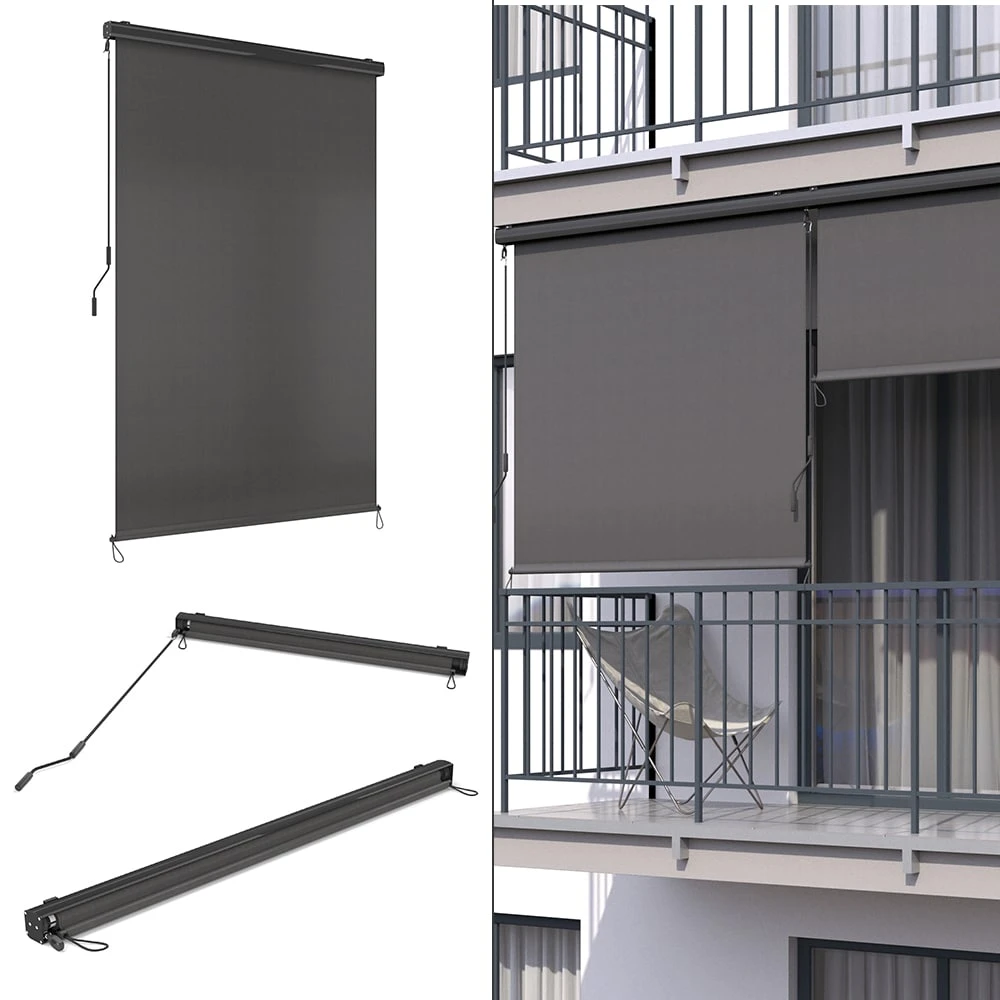 OK-Living Senkrechtmarkise Sonnenschutzrollo Seitenmarkise Anthrazit 250x180 Cm 2 OK-Living Senkrechtmarkise Sonnenschutzrollo Seitenmarkise Anthrazit 250x180 Cm – Bild 2