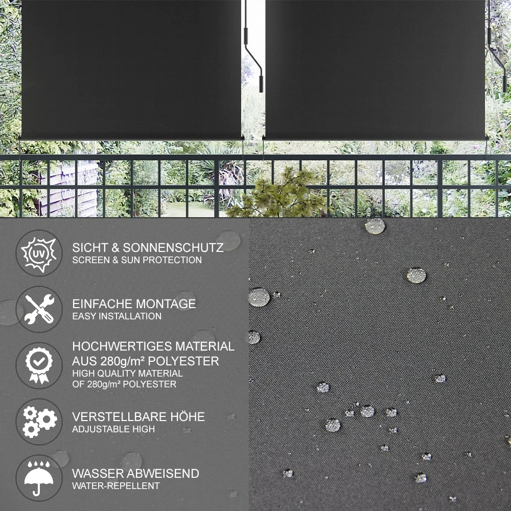 OK-Living Senkrechtmarkise Sonnenschutzrollo Seitenmarkise Anthrazit 250x180 Cm 5 OK-Living Senkrechtmarkise Sonnenschutzrollo Seitenmarkise Anthrazit 250x180 Cm – Bild 5