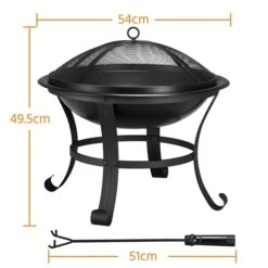 Yaheetech Garten Feuerstelle Mit Funkenschutz & Schürhaken Outdoor Vierbeine Feuerschale Feuerkorb Auf Ihrer Terrase, Schwarz - 54 X 49.5cm (Dx H) -Al-ko-Shop 8600357600 A171 171 prod 003