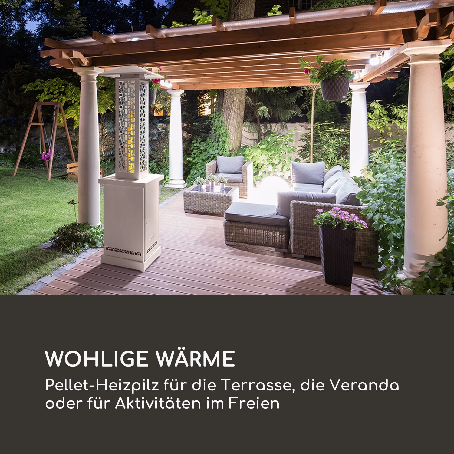 Heat Hunter Pellet-Terrassenheizer 12,2 KW Mobil Edelstahl – Bild 2