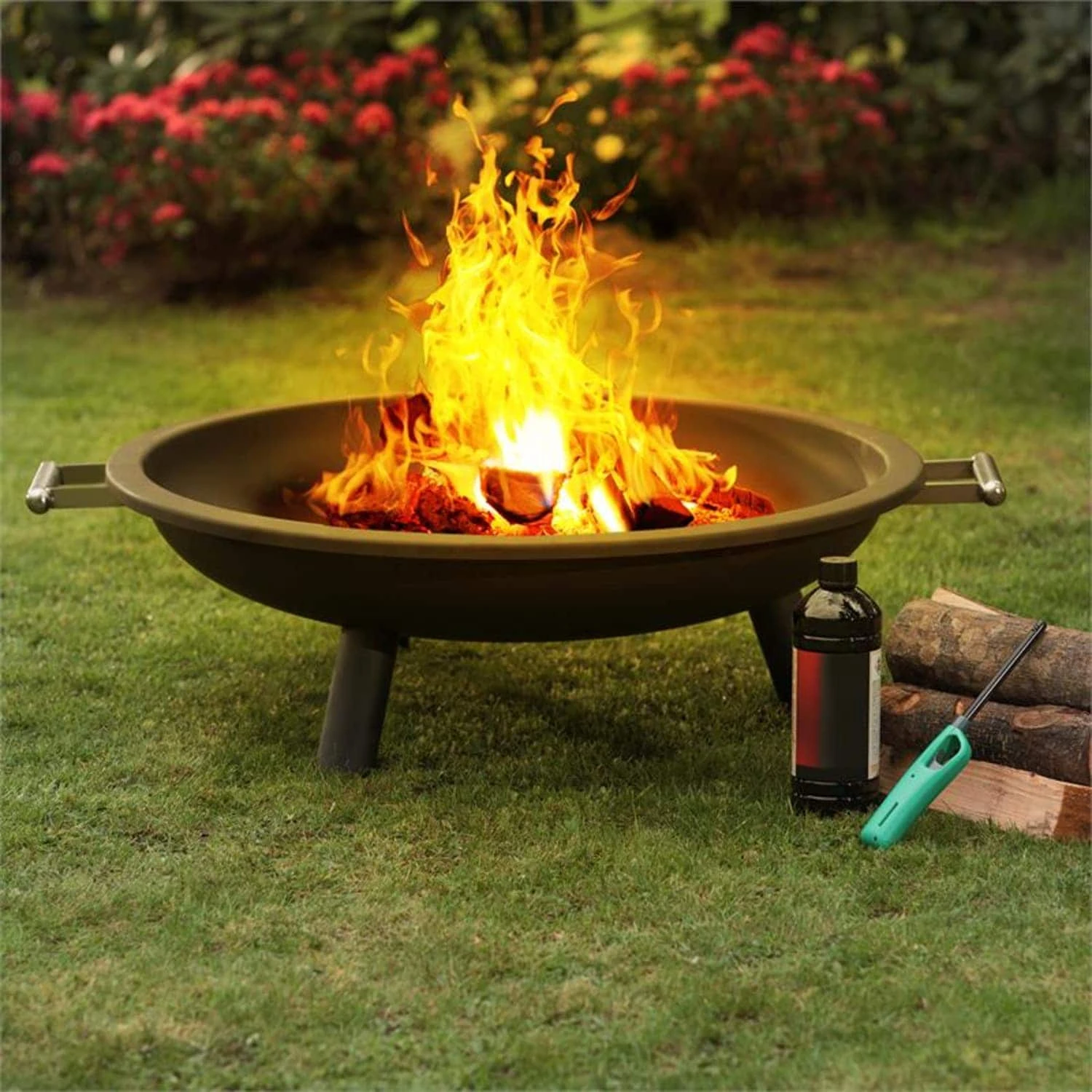 Trino Feuerschale Feuerkorb Terrassenofen Ø 80 Cm Stahl Schwarz – Bild 2