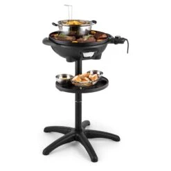 Grillpot Elektrogrill 1600W Standgrill Tischgrill 40cm Grill Gusseisen
