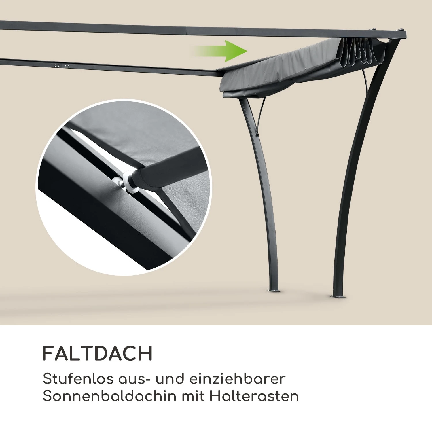 Palazzo Pavillon 4x3m Faltdach Polyester Aluminium Schwarz / Grau 3 Palazzo Pavillon 4x3m Faltdach Polyester Aluminium Schwarz / Grau – Bild 3