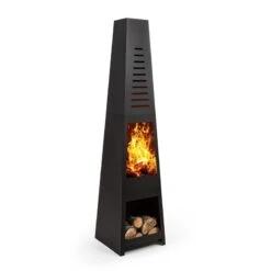 Monument Gartenkamin Stahl Rostfrei Stauraum Für Holzscheite Schwarz