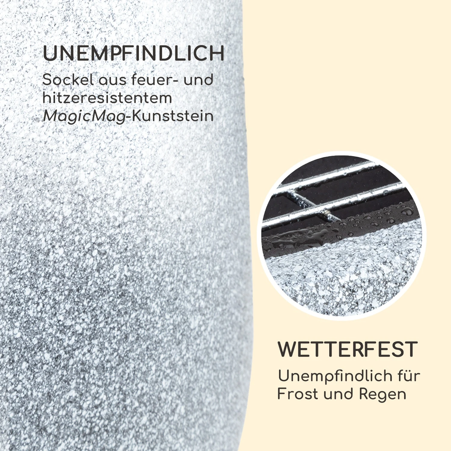 Evora Feuerschale Ø45cm Holzfeuer Grillrost Kunststein Stahl Schwarz / Steinoptik – Bild 4