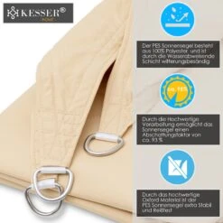 KESSER® Sonnensegel Sonnenschutz Windschutz | PES 100% Polyester Wasserabweisend & Windabweisend | 5-Fach Quer Vernäht Robust & Stabil Schattenspender Garten Balkon Terrasse 7 KESSER® Sonnensegel Sonnenschutz Windschutz | PES 100% Polyester Wasserabweisend & Windabweisend | 5-Fach Quer Vernäht Robust & Stabil Schattenspender Garten Balkon Terrasse -Al-ko-Shop 8600364700 20682 prod 002