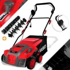 MASKOÂź - Elektro 2in1 Vertikutierer RasenlĂŒfter 1800 Watt 40cm Arbeitsbreite 55L Fangkorb Inkl. LĂŒfterwalze LĂŒfter Moosentferner, 5-stufige Arbeitstiefe Einstellbar , Höhenverstellbarer Holm