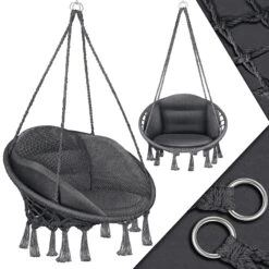 KESSER® Hängesessel Mit Kissen - Chill Hängestuhl Zum Aufhängen Für Erwachsene & Kinder Hängematte Bis 150 Kg Hängesitz Aufhängung Indoor & Outdoor Wohn & Garten Terrasse