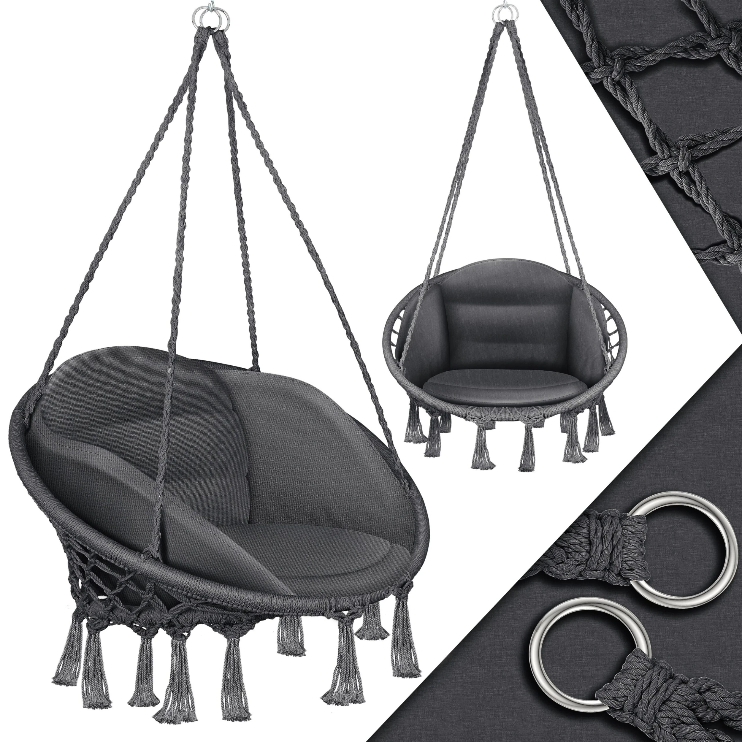 KESSER® Hängesessel Mit Kissen - Chill Hängestuhl Zum Aufhängen Für Erwachsene & Kinder Hängematte Bis 150 Kg Hängesitz Aufhängung Indoor & Outdoor Wohn & Garten Terrasse 1 KESSER® Hängesessel Mit Kissen - Chill Hängestuhl Zum Aufhängen Für Erwachsene & Kinder Hängematte Bis 150 Kg Hängesitz Aufhängung Indoor & Outdoor Wohn & Garten Terrasse