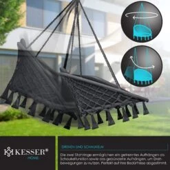 KESSER® Hängesessel Mit Kissen - Chill Hängestuhl Zum Aufhängen Für Erwachsene & Kinder Hängematte Bis 150 Kg Hängesitz Aufhängung Indoor & Outdoor Wohn & Garten Terrasse 8 KESSER® Hängesessel Mit Kissen - Chill Hängestuhl Zum Aufhängen Für Erwachsene & Kinder Hängematte Bis 150 Kg Hängesitz Aufhängung Indoor & Outdoor Wohn & Garten Terrasse -Al-ko-Shop 8600364700 22113 prod 003
