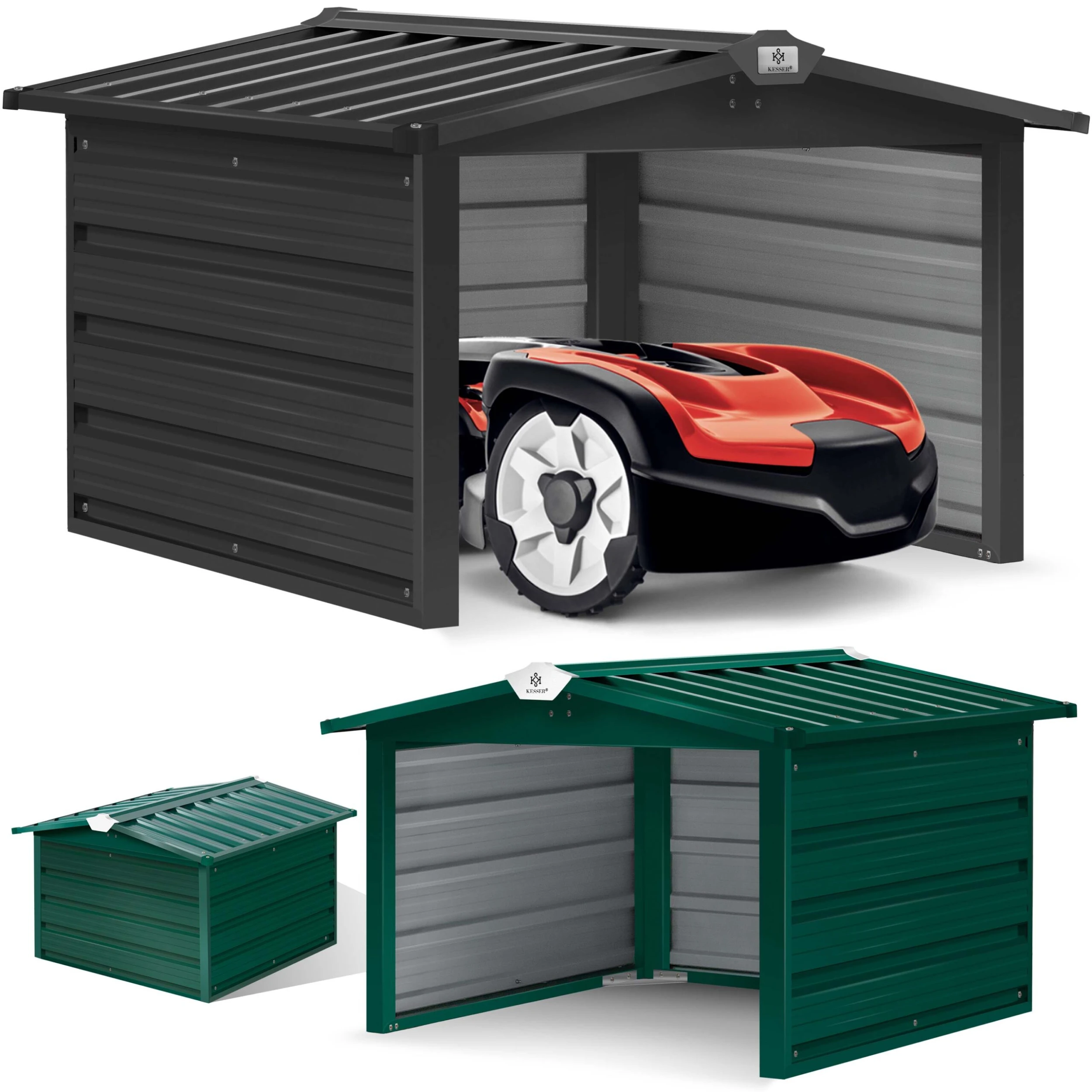 KESSER® Mähroboter Garage Mit Satteldach Dach Carport Überdachung Für Mähroboter Rasenmäher Rasenroboter Automower Garten Metall Witterungsbeständig Mährobotergarage Inkl. Montagematerial 1 KESSER® Mähroboter Garage Mit Satteldach Dach Carport Überdachung Für Mähroboter Rasenmäher Rasenroboter Automower Garten Metall Witterungsbeständig Mährobotergarage Inkl. Montagematerial