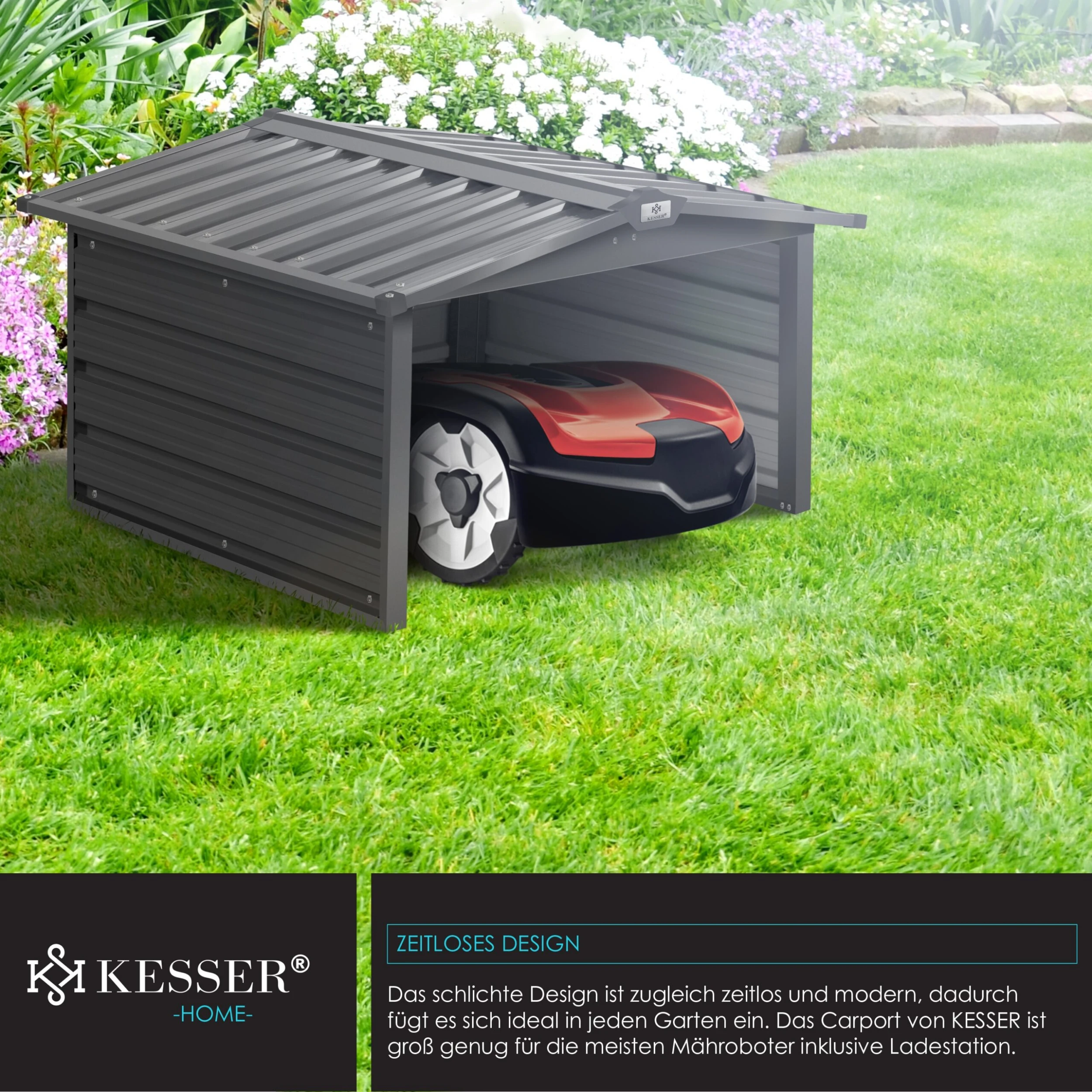 KESSER® Mähroboter Garage Mit Satteldach Dach Carport Überdachung Für Mähroboter Rasenmäher Rasenroboter Automower Garten Metall Witterungsbeständig Mährobotergarage Inkl. Montagematerial 6 KESSER® Mähroboter Garage Mit Satteldach Dach Carport Überdachung Für Mähroboter Rasenmäher Rasenroboter Automower Garten Metall Witterungsbeständig Mährobotergarage Inkl. Montagematerial – Bild 6